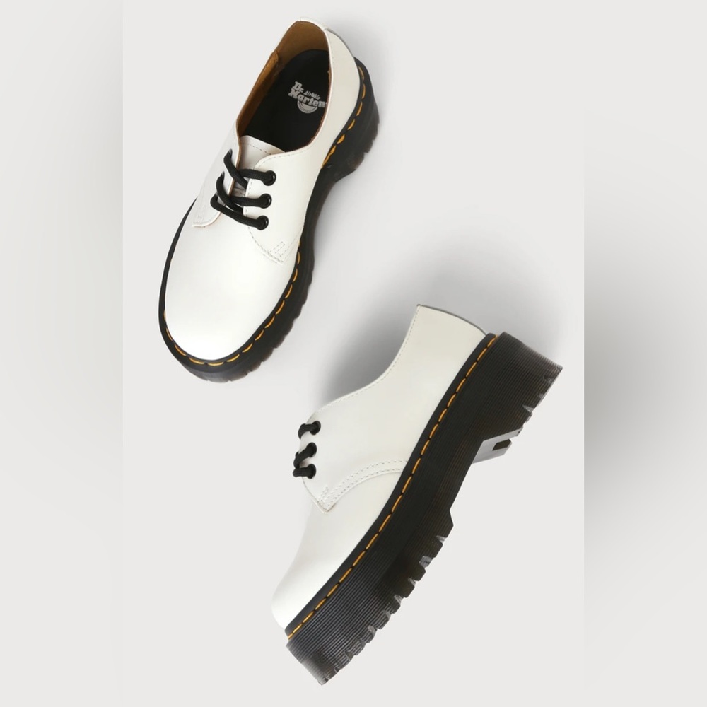 Dr. Martens 1461 Quad White Smooth Leather Platform Shoes Women’s Size 6